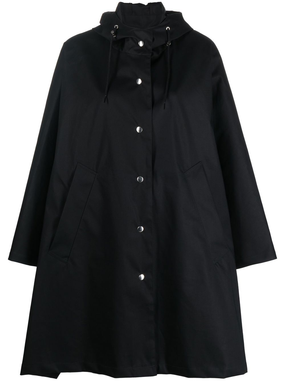 Mackintosh Snap-button Fastening Hooded Raincoat In Black