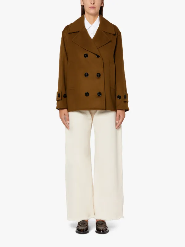 FIONA Camel Wool & Cashmere Pea Coat | LMC-011