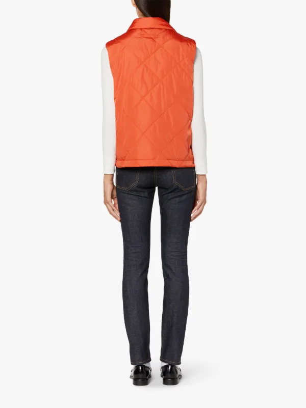 ANNABEL Orange Nylon Quilted Liner Vest | LQV-005