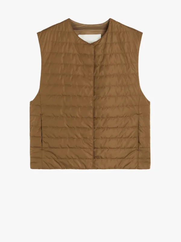 ISABEL Mocha Nylon Liner Vest | LQV-007