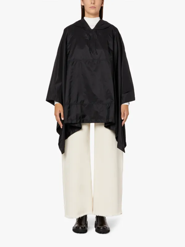 ALNESS Black Nylon Hooded Poncho | LMC-063