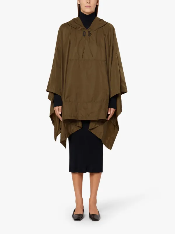ALNESS Mocha Nylon Hooded Poncho | LMC-063