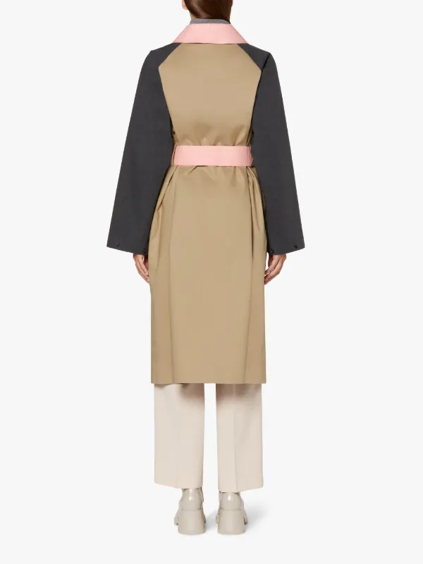 AVA Fawn Colour Block Bonded Cotton Trench Coat | LRF-300