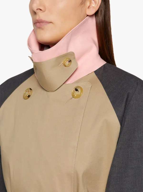 AVA Fawn Colour Block Bonded Cotton Trench Coat | LRF-300