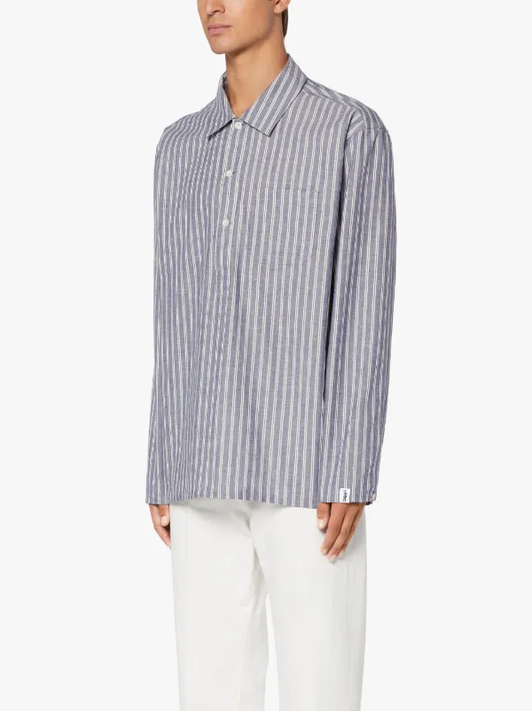 MILITARY Blue Striped Cotton Shirt | GSM-201