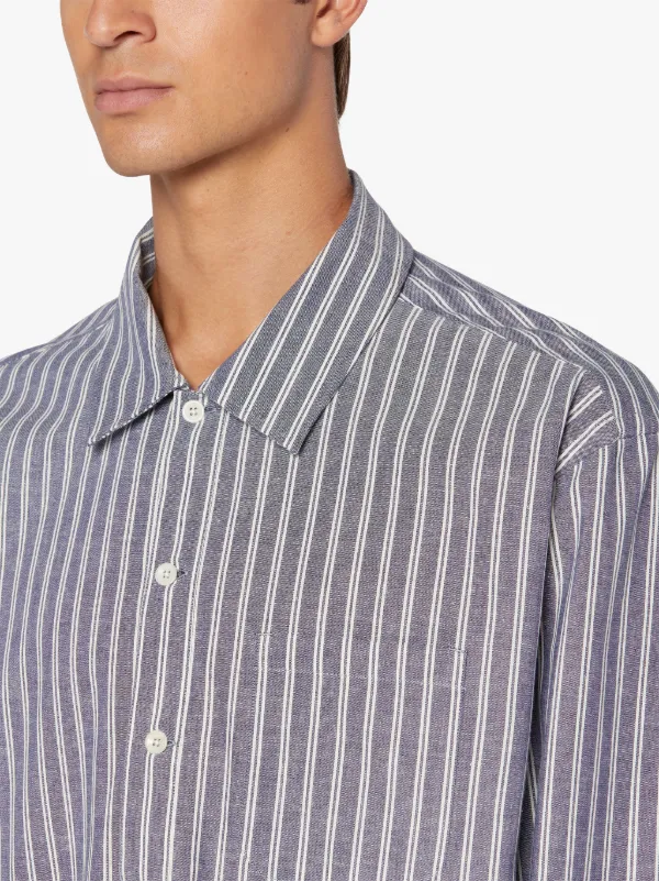 MILITARY Blue Striped Cotton Shirt | GSM-201