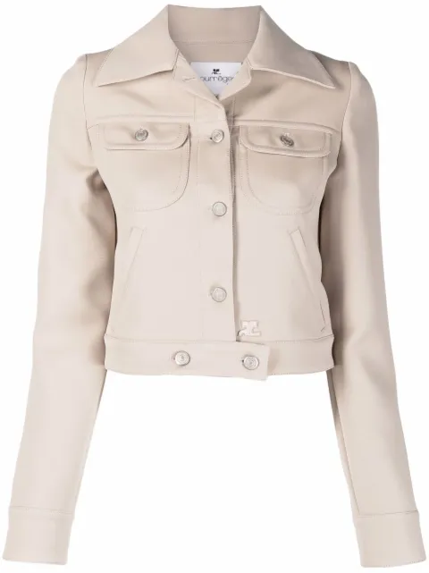 Courrèges notched-collar cropped jacket