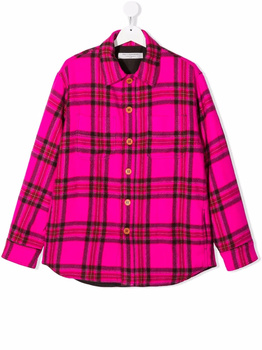 

Philosophy Di Lorenzo Serafini Kids sobrecamisa con motivo de cuadros - Rosado