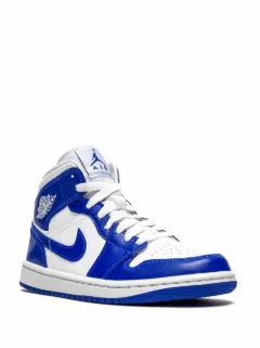 Jordan white \u0026 blue Air Jordan 1 Mid sneakers for women | BQ6472104 at  Farfetch.com