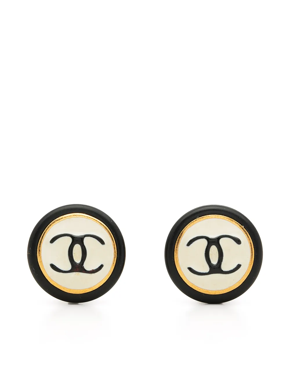 

CHANEL Pre-Owned 1996 CC button clip-on earrings - White