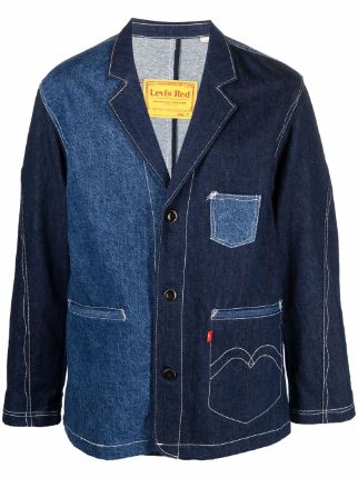 Shop Levi's Red panelled single-breasted denim blazer with Express Delivery  - FARFETCH