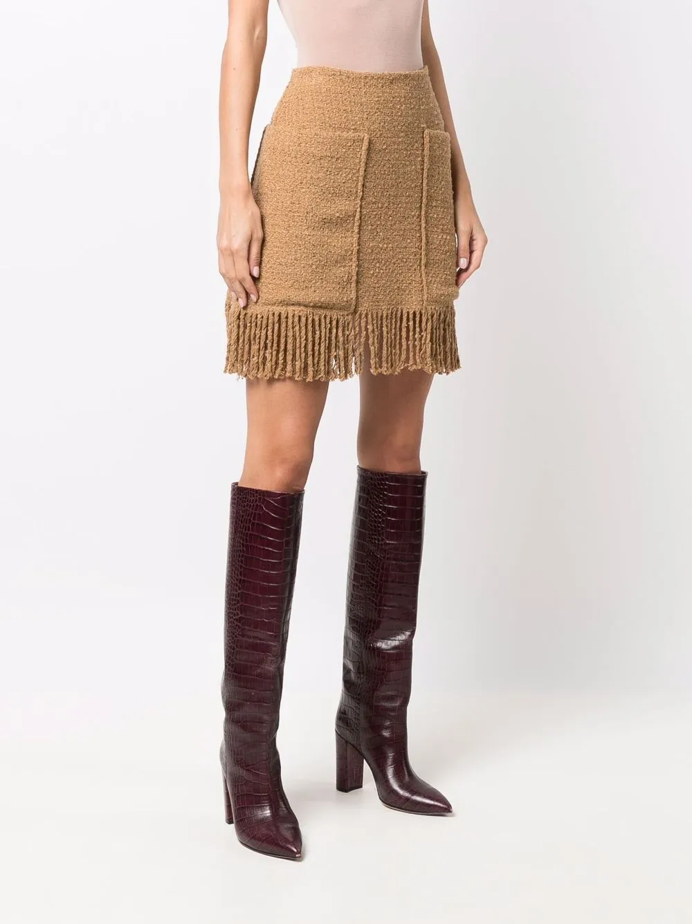 фото Pinko юбка из ткани букле с бахромой