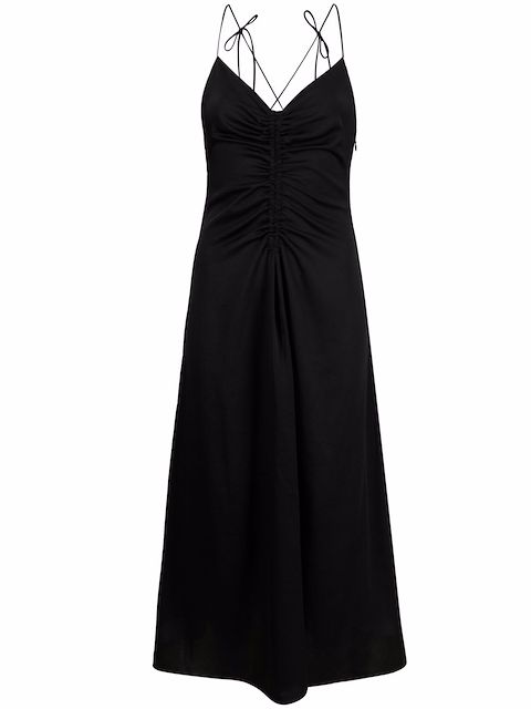 SANDRO ruched sleeveless midi dress