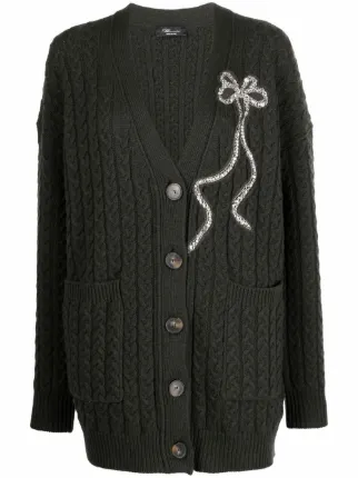 longline cable knit cardigan