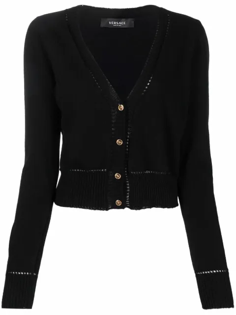 Versace logo-button V-neck cardigan