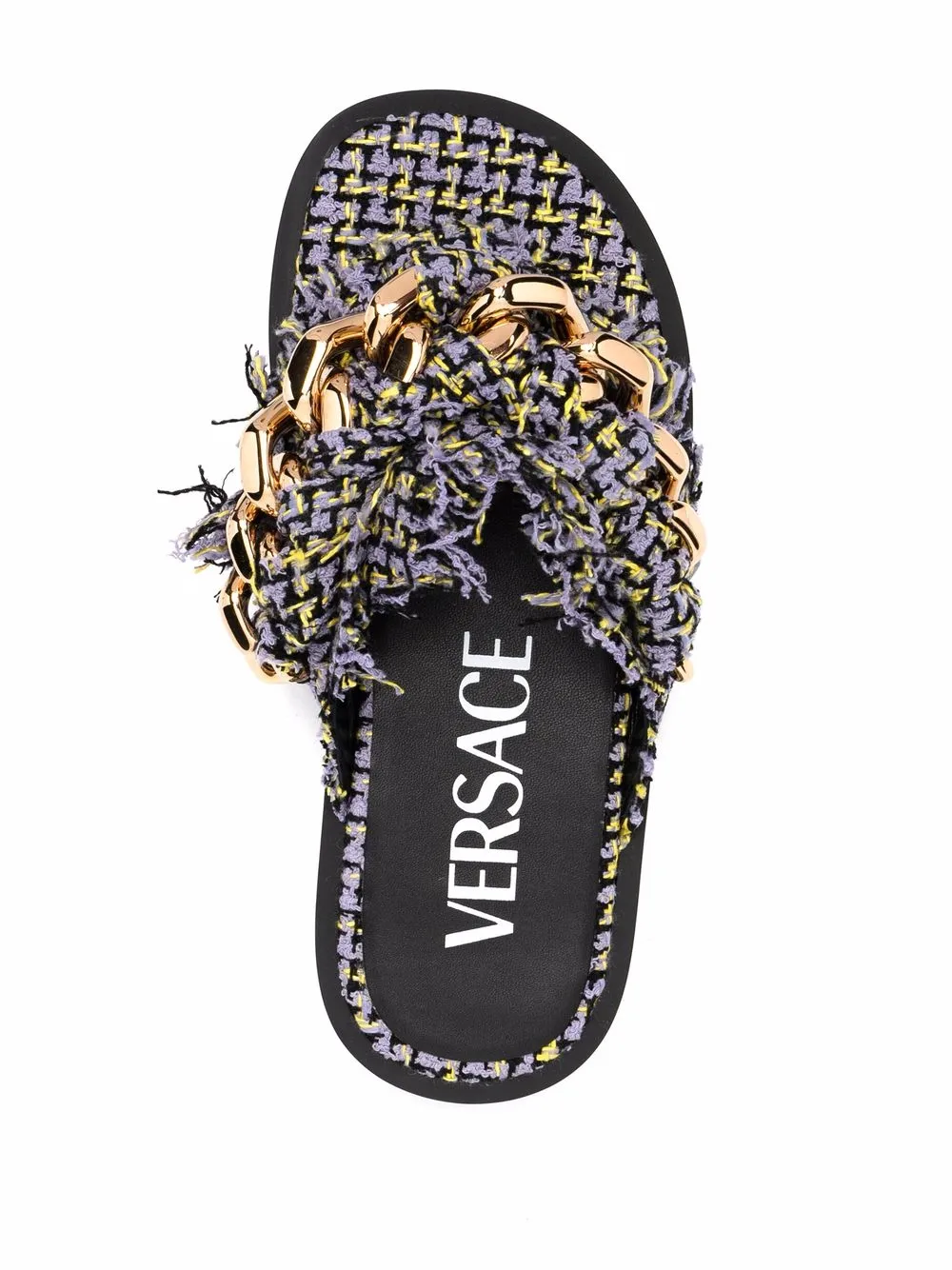 Versace chaindetail Tweed Flip Flops Farfetch