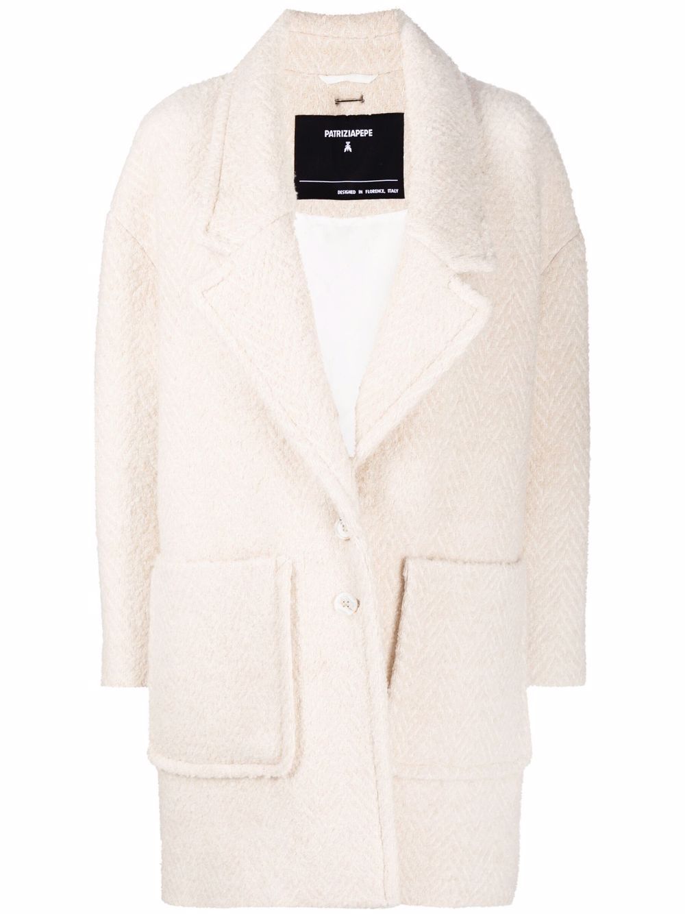 Patrizia Pepe single-breasted Bouclé Coat - Farfetch