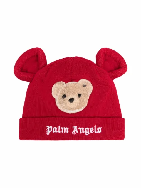 Palm Angels Kids ear-embellished virgin wool beanie