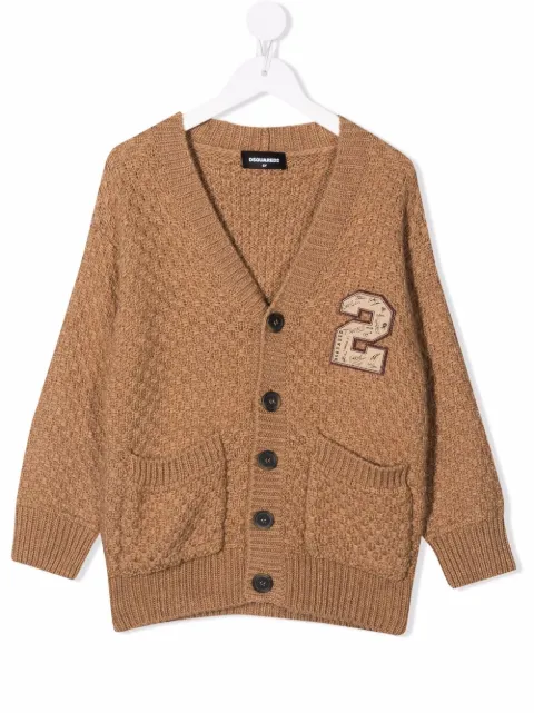 Dsquared2 Kids كارديغان بحياكة بملمس مميز وتطريز شارة