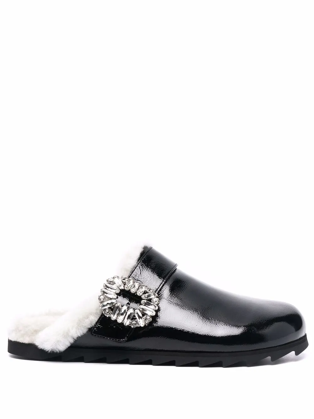 Roger Vivier shearling-lined high-shine mules | Black | Image 1