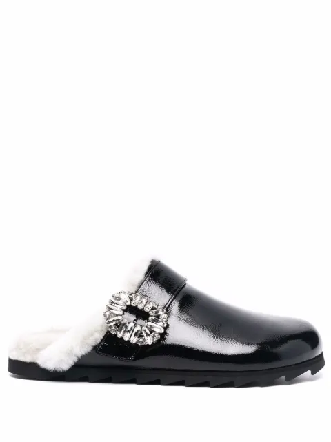 Roger Vivier shearling-lined high-shine mules