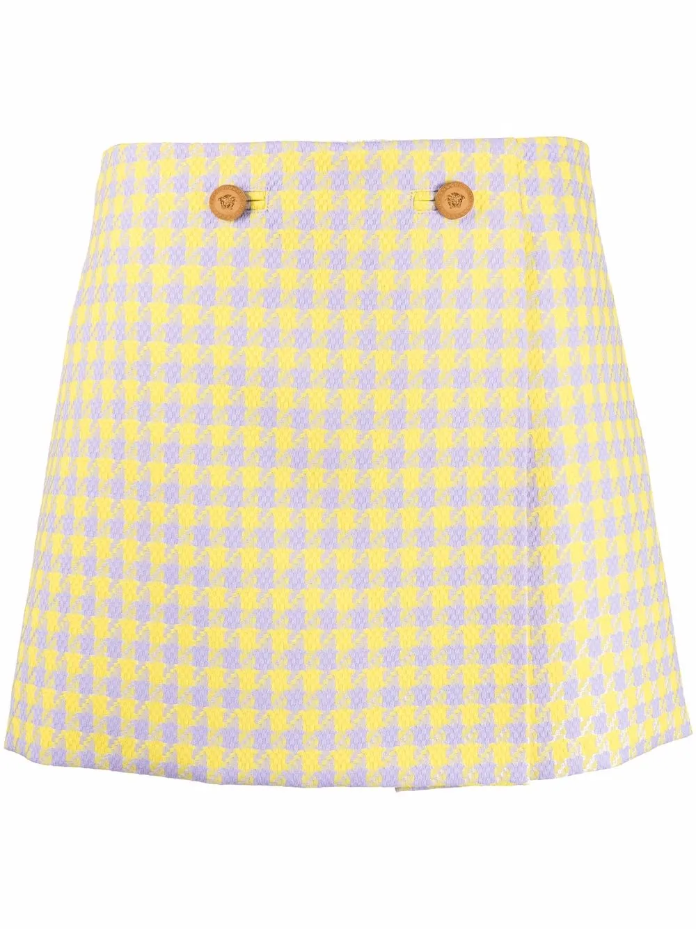 

Versace Medusa check-pattern wool skirt - Yellow