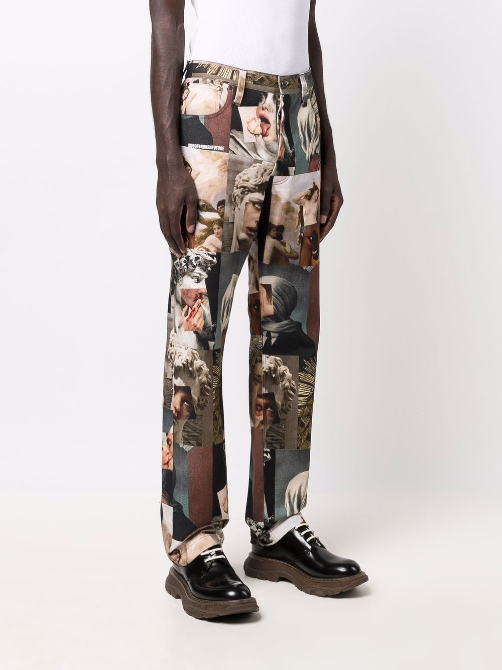 фото Kids of broken future straight-leg patchwork trousers