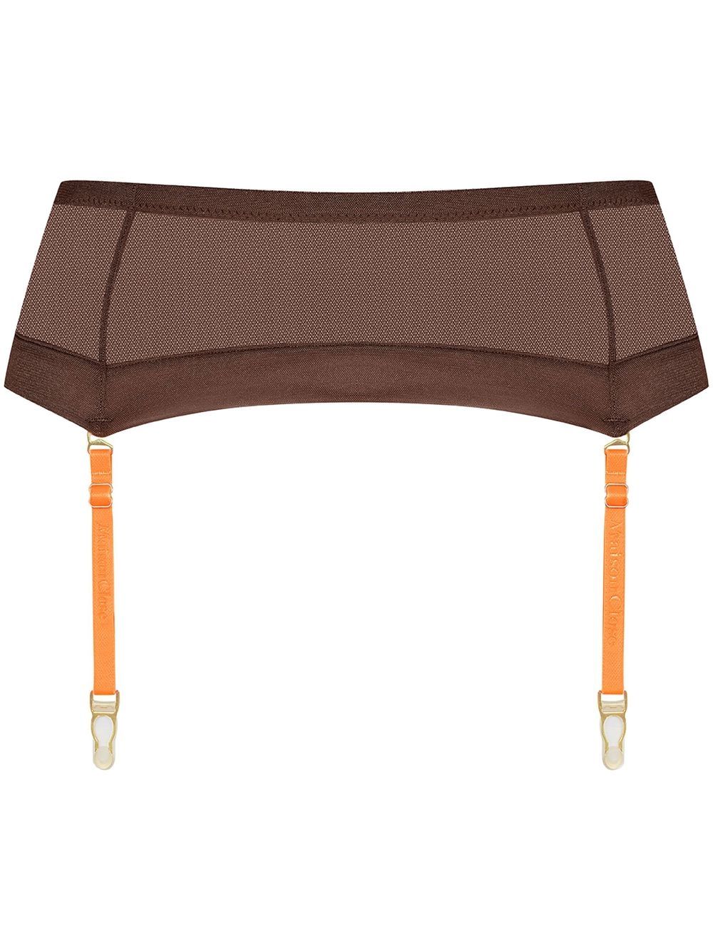 Maison Close semi-sheer garter belt - Brown