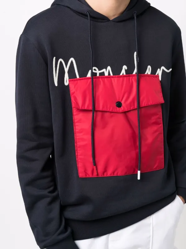 Moncler logo print Drawstring Hoodie Farfetch