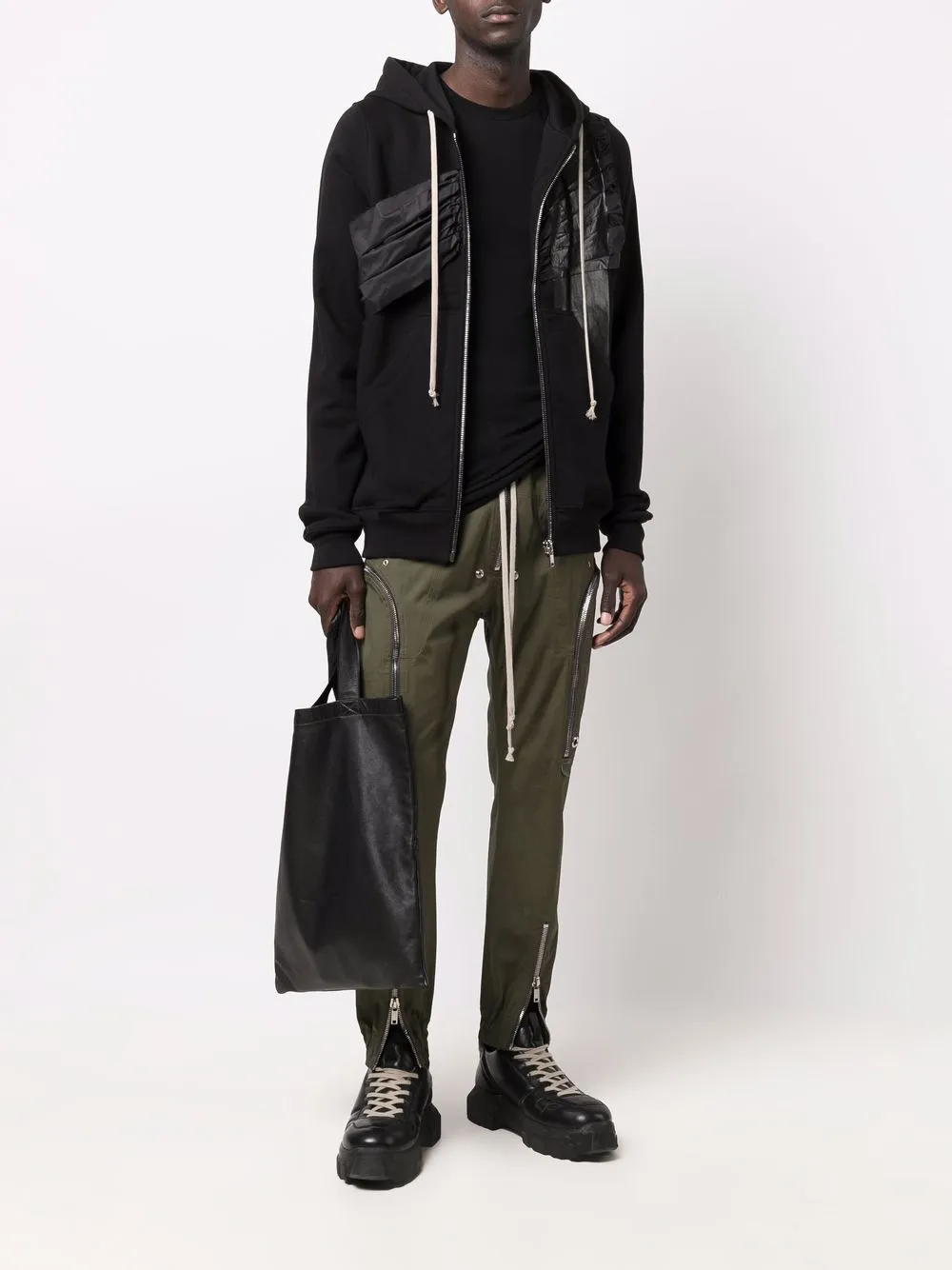 Rick Owens DRKSHDW pleated-patchwork Zipped Hoodie - Farfetch