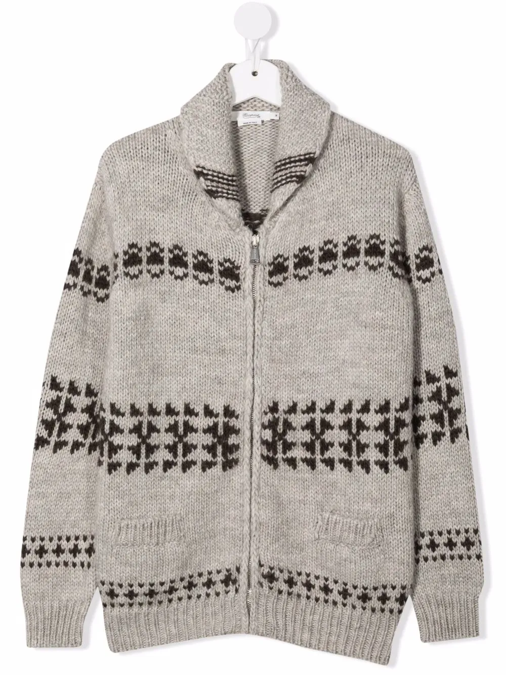 

Bonpoint TEEN patterned-intarsia-knit zipped cardigan - Grey