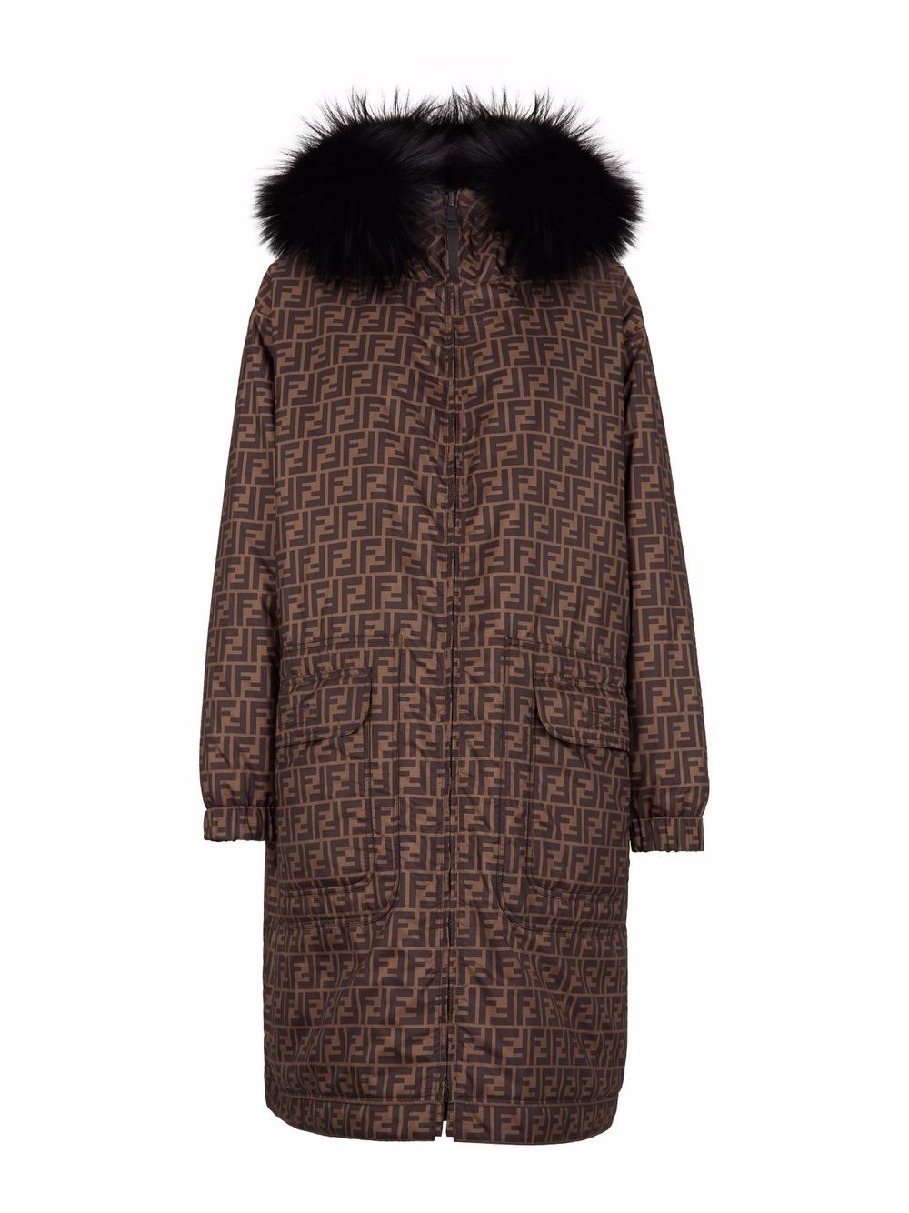 фото Fendi двустороннее пальто с капюшоном