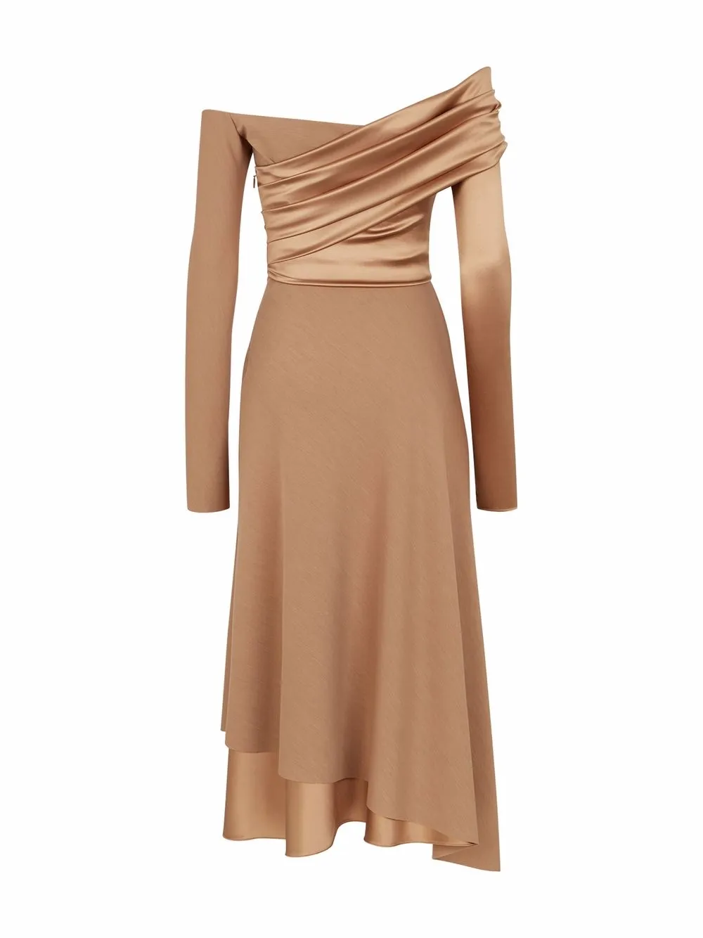  Fendi Vestido Fruncido Con Hombros Al Descubierto - Marrón 
