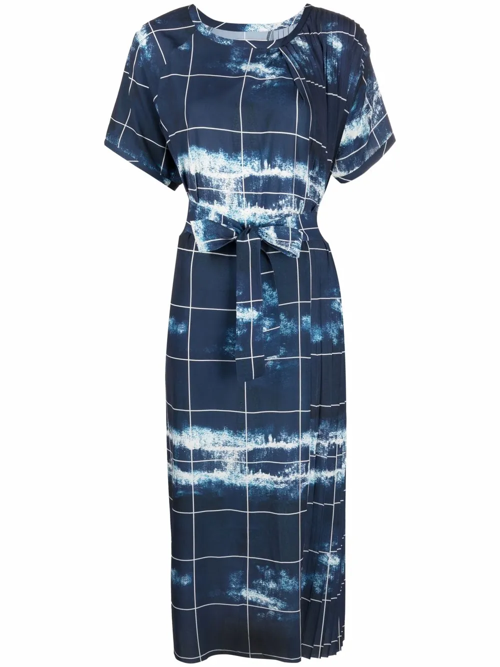 

Henrik Vibskov checked plissé midi dress - Blue