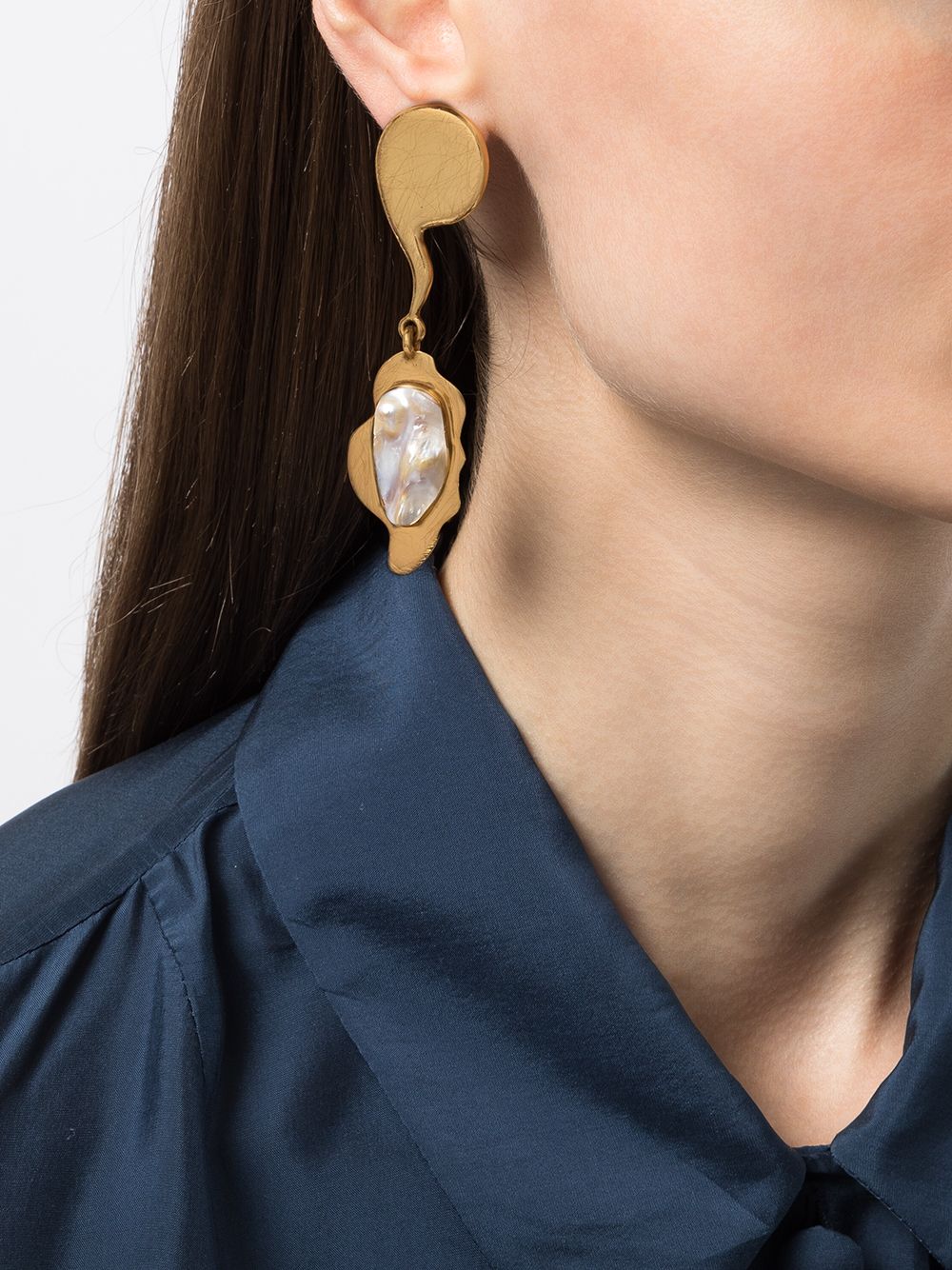 Shop Liya Tiger Pearl Earrings In Gold