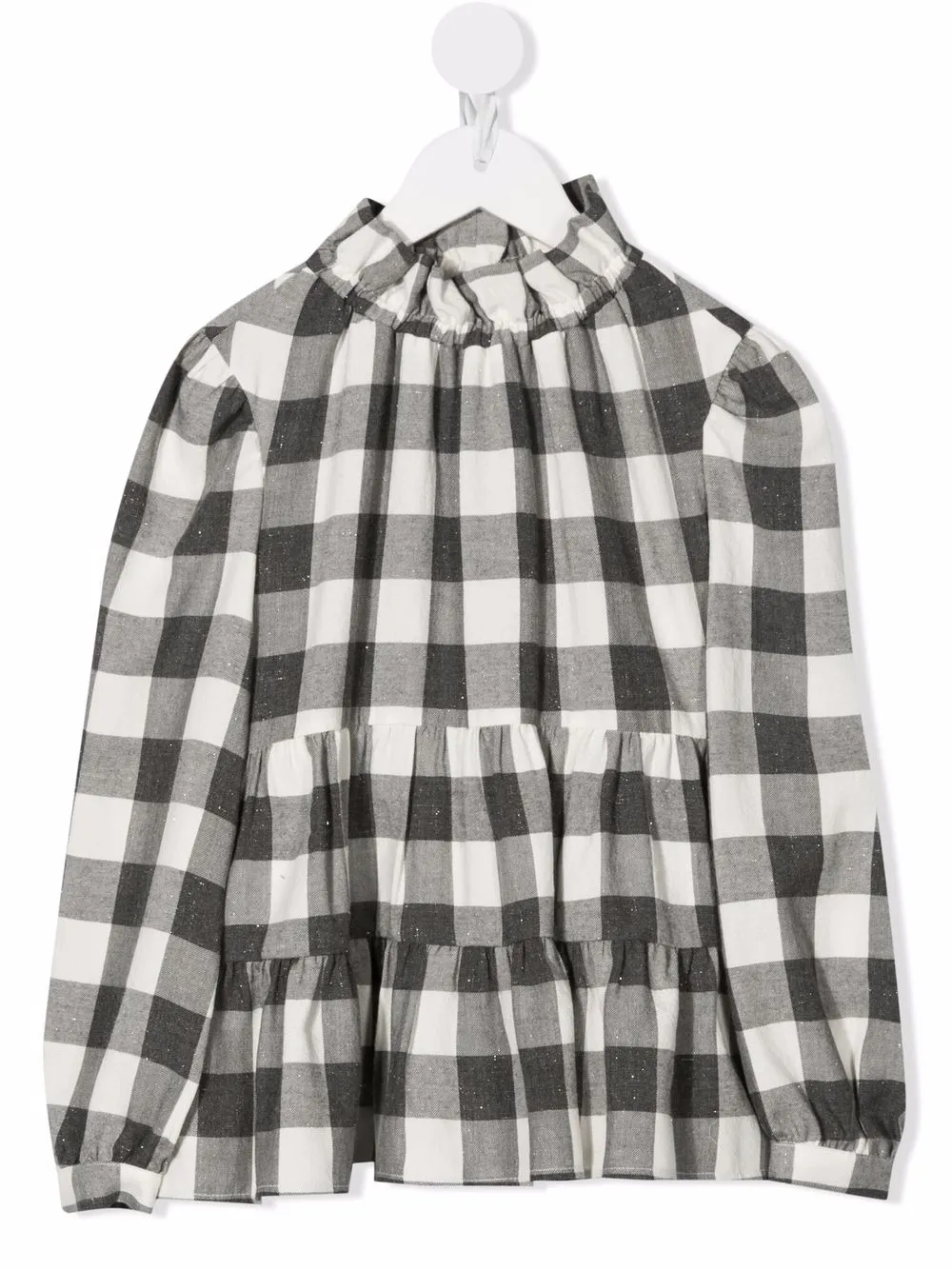 

Il Gufo checked tiered blouse - Grey