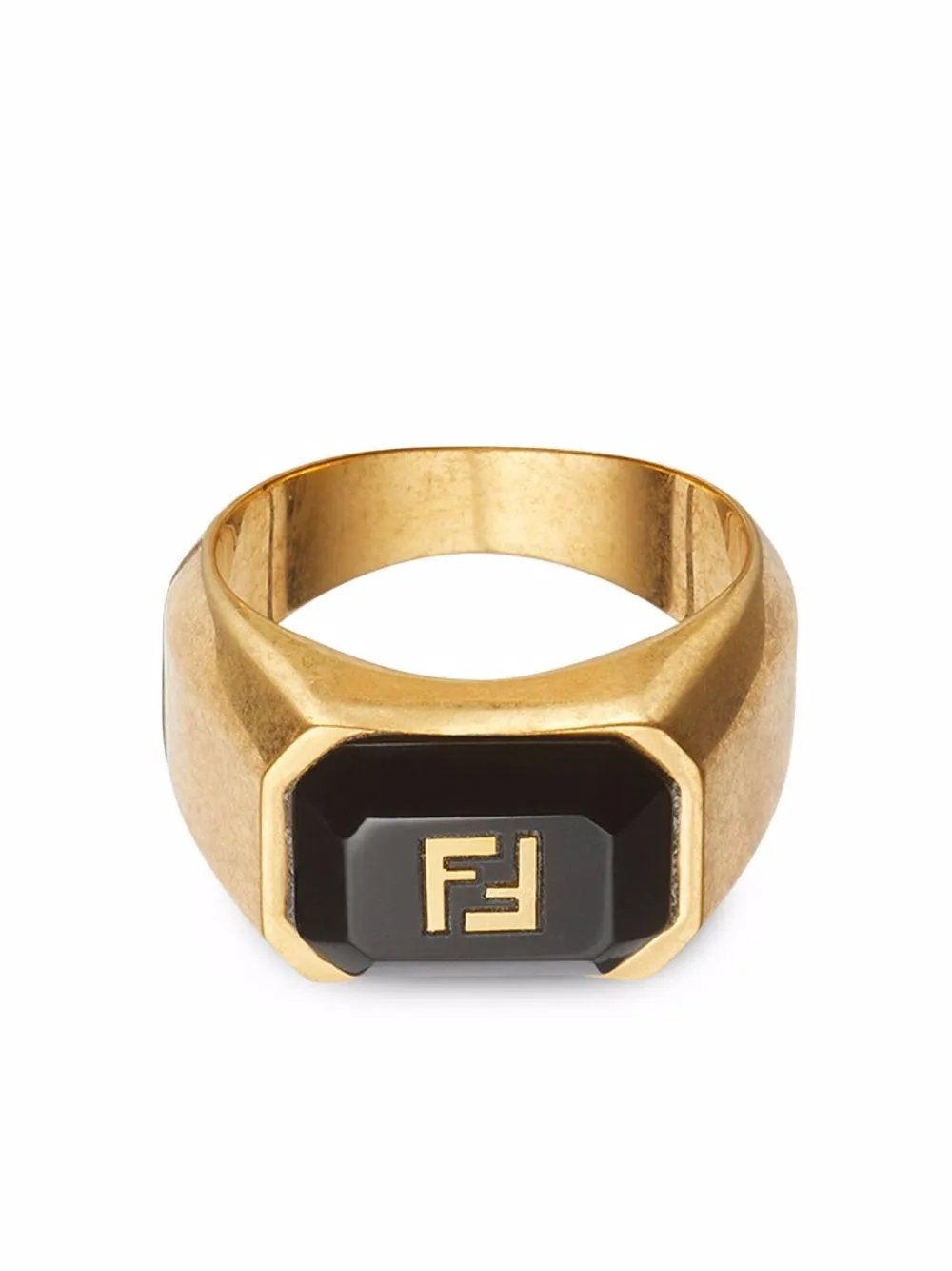 

Fendi FF onyx signet ring - Gold