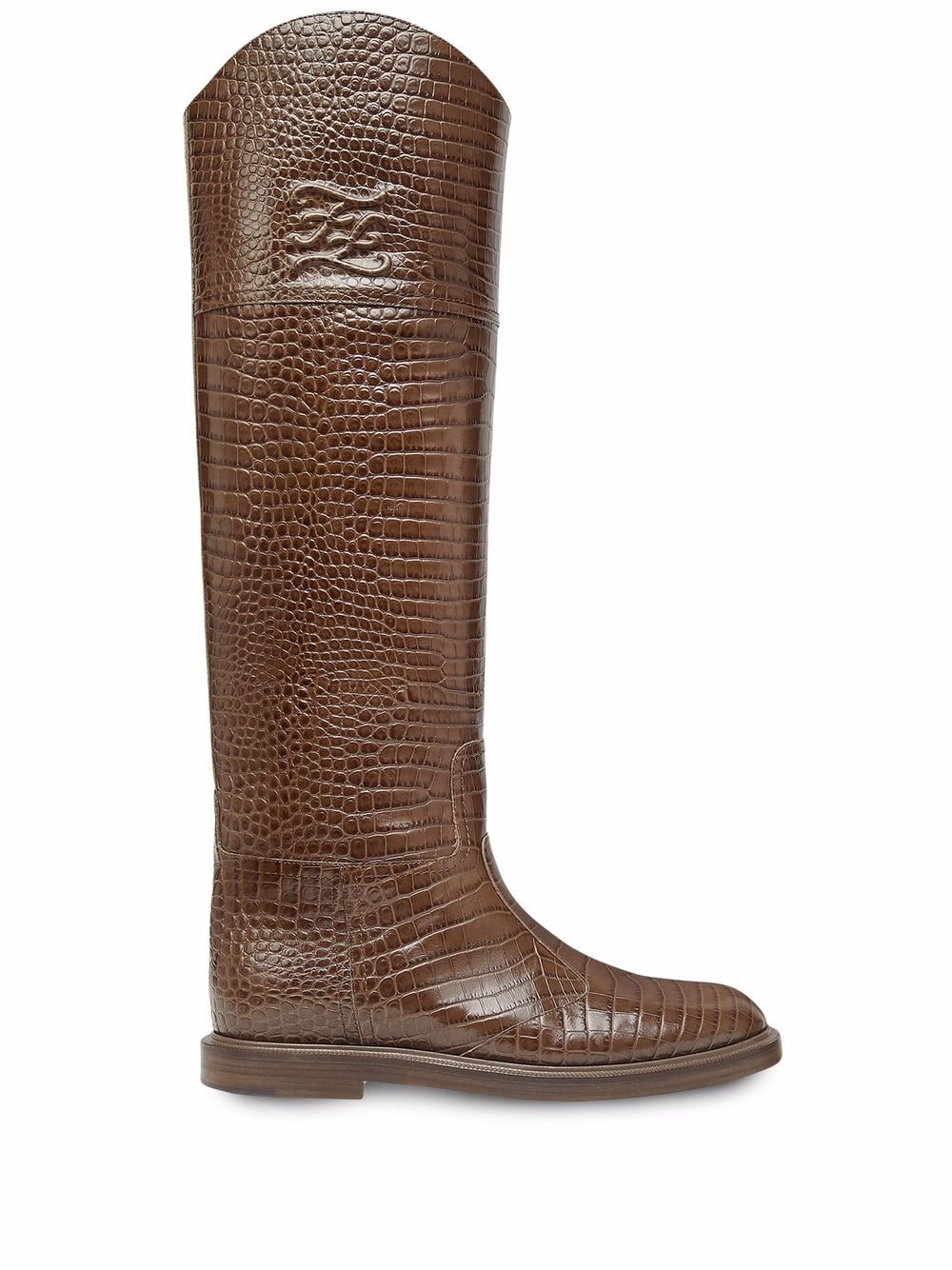 Karligraphy croc-effect knee-high boots