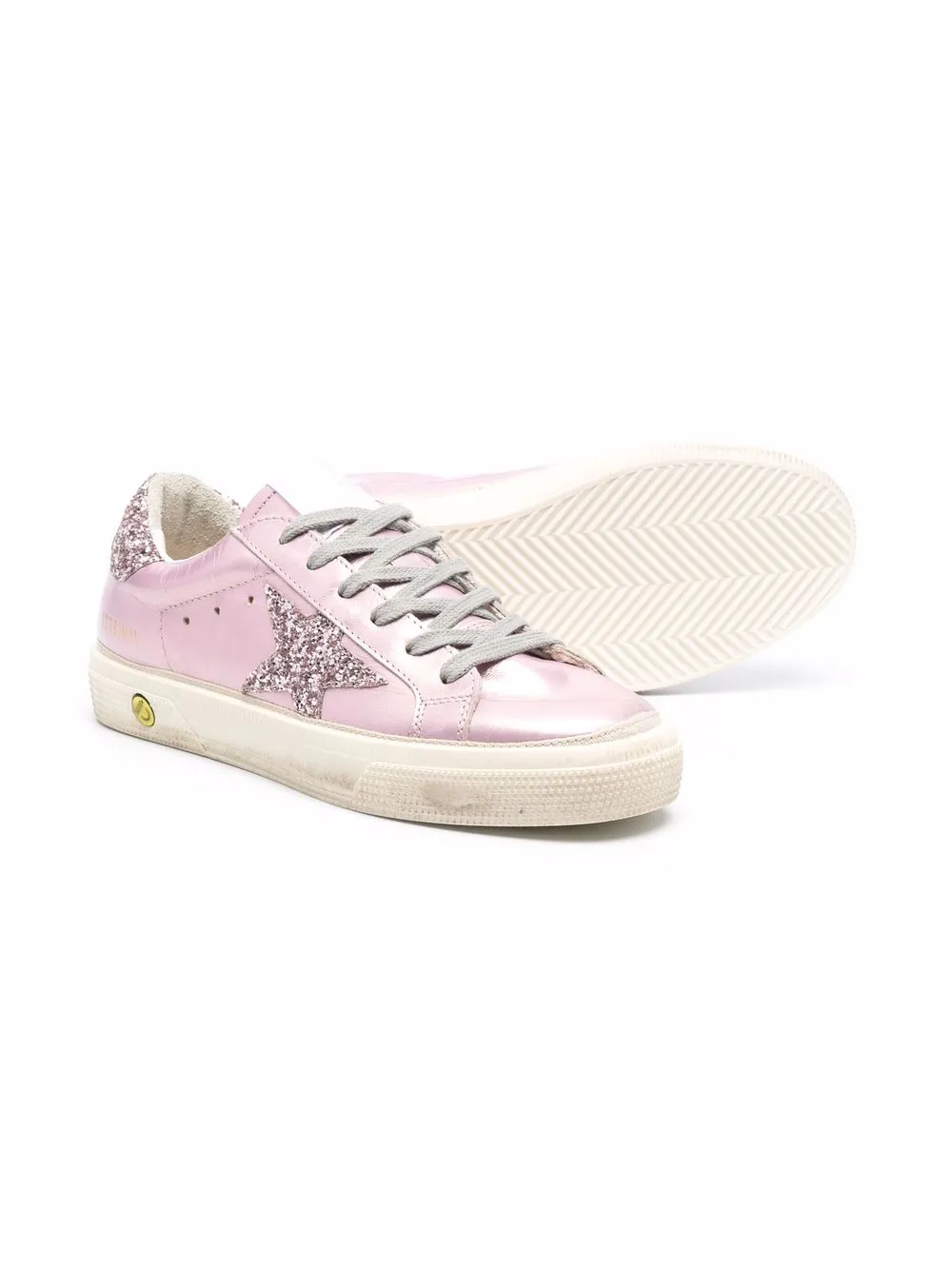  Golden Goose Kids May Laminated Sneakers - Pink 