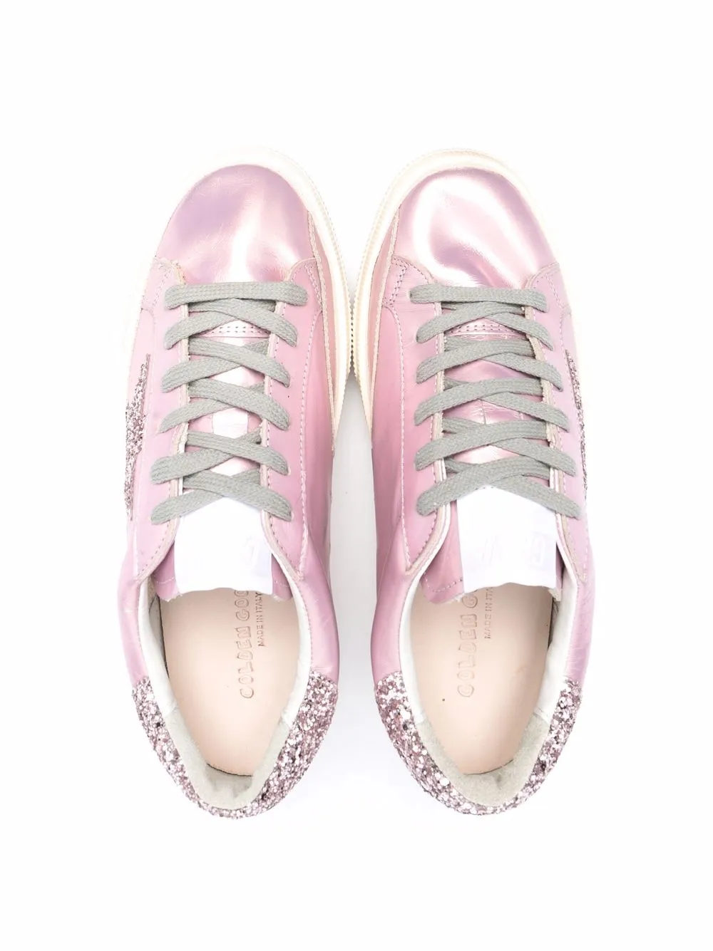  Golden Goose Kids May Laminated Sneakers - Pink 