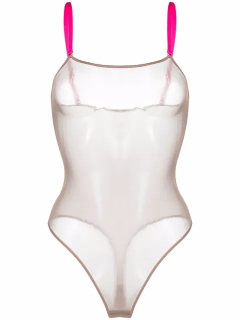 Maison Close contrast-strap mesh bodysuit