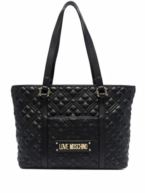 Love Moschino Bolsa tote matelassê com placa de logo