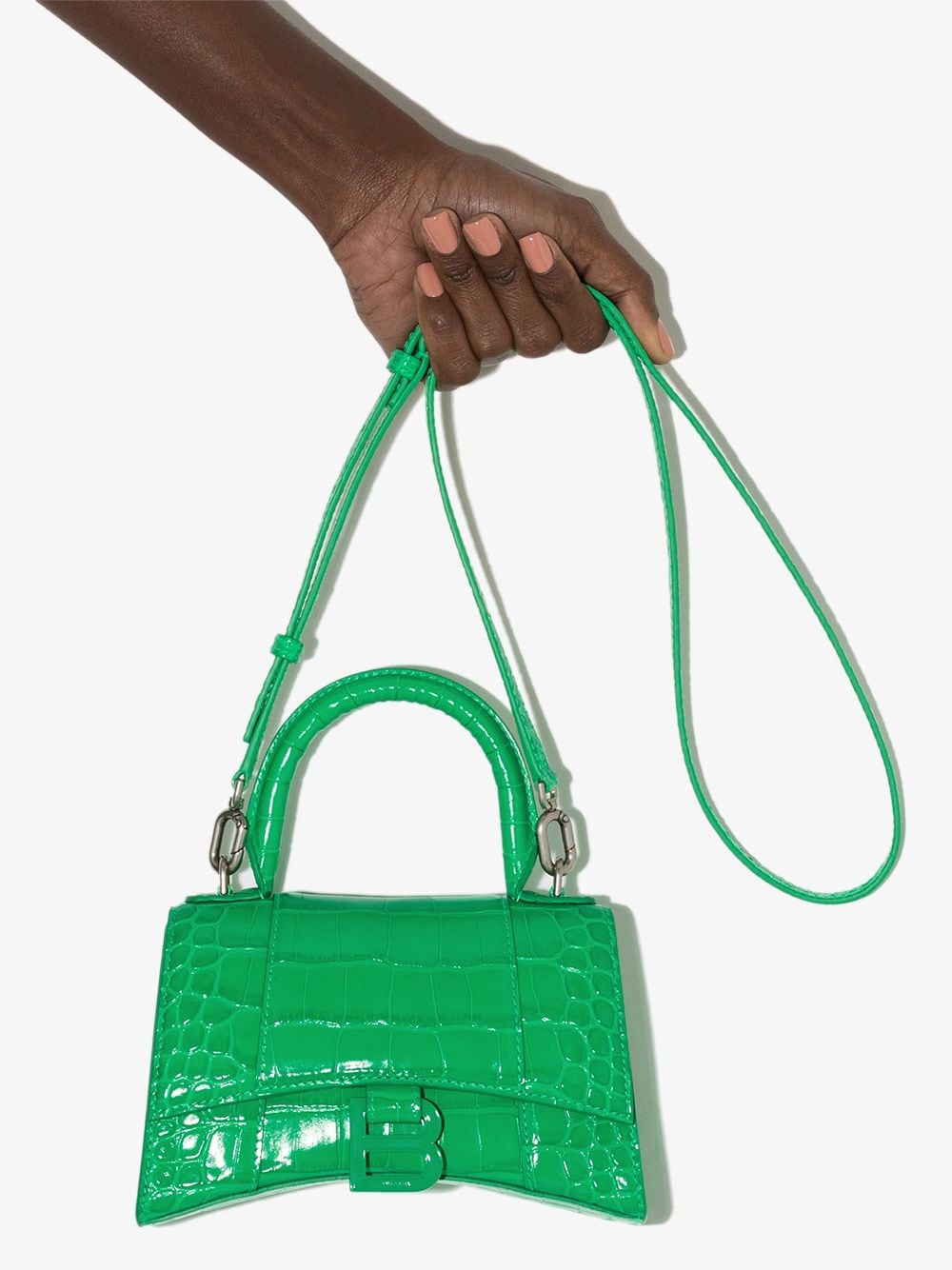 Shop Balenciaga Xs Hourglass Tote Bag In Green