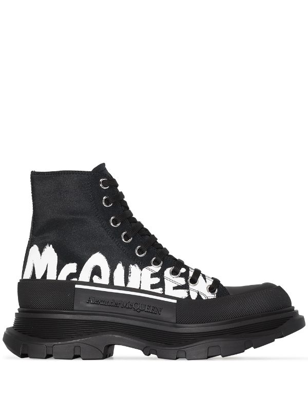 Alexander McQueen Tread Slick Lace-Up Boots - Black