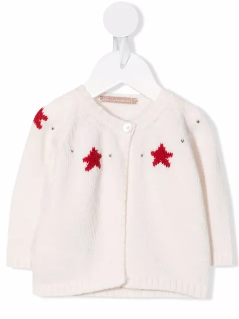 La Stupenderia cárdigan de cachemira con motivo de estrellas en intarsia