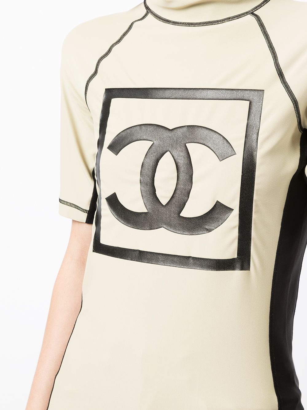 Pre-owned Chanel 2003 Sports Cc Patch T-shirt In White