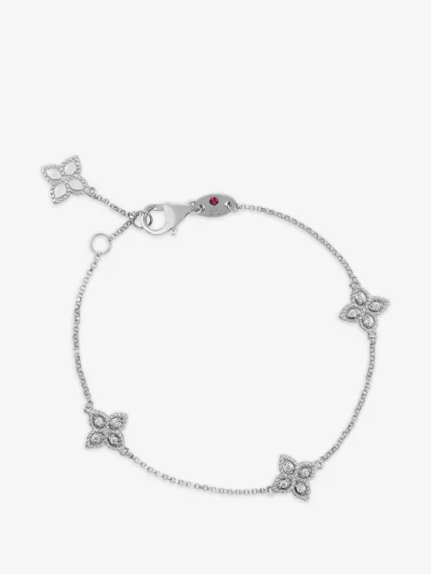 Roberto Coin pulsera Princess Flower en oro blanco de 18kt con diamante