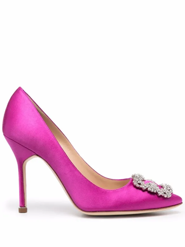 Manolo Blahnik Escarpins Hangisi En Satin Violet FARFETCH CM