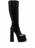 Versace high-heel leather boots - Black