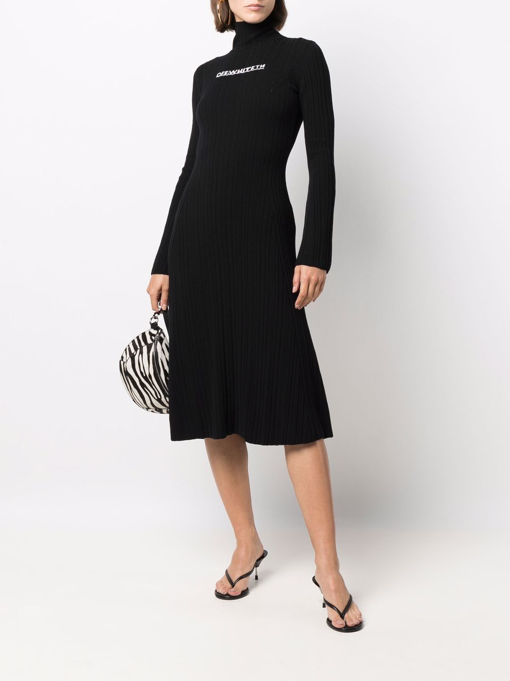 Shop Off-white Intarsia-logo Dress In Black